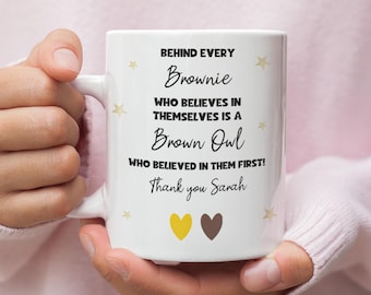 Personalised Brownie Thank You Mug, Behind Every Brownie Mug, Barn Owl Leader Gift, Girlguiding End of Term Gift, Thank You Barn Owl Present