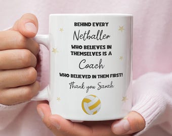 Personalised Netball Coach Thank You Mug, End of Year Netball Gift, Custom Netball Coach Present, Netball Teacher Gift, End of Term Netball