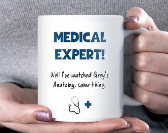 Funny Grey’s Anatomy Fan Mug, Not a Medical Expert Gift Just a Grey’s Anatomy Fan, Greys Anatomy Lover Gift, Secret Santa for Grey&#39;s Anatomy