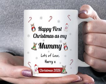 Personalised First Christmas Mummy, Mummy Keepsake from Baby, Mum First Christmas Mug, Present for New Mum, New baby parent, 2026 baby