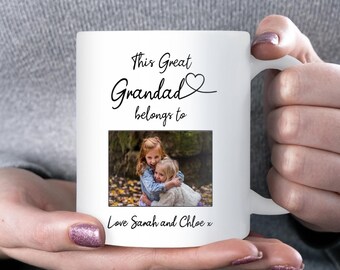 Personalised Photo "This Great Grandad Belongs to" Mug, Great Grandad Birthday or Christmas Gift, Father's Day from Great Grandchild Gift