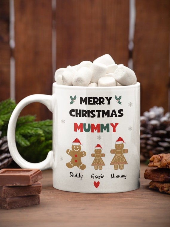 Personalised Mummy Christmas Ginger Bread Mug, From Children, Mum
