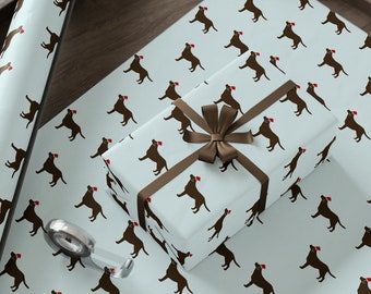 Papier do pakowania czekoladowego labradora, papier do pakowania świątecznego labradora, papier do pakowania świątecznego psa, brązowy labrador, spersonalizowany papier do pakowania prezentów dla psów