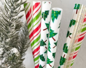 Reusable Christmas Straws, Christmas Tumbler Straw, Reusable Holiday Straw, Christmas Party Decor, Stocking Stuffer, Christmas Tree Straws