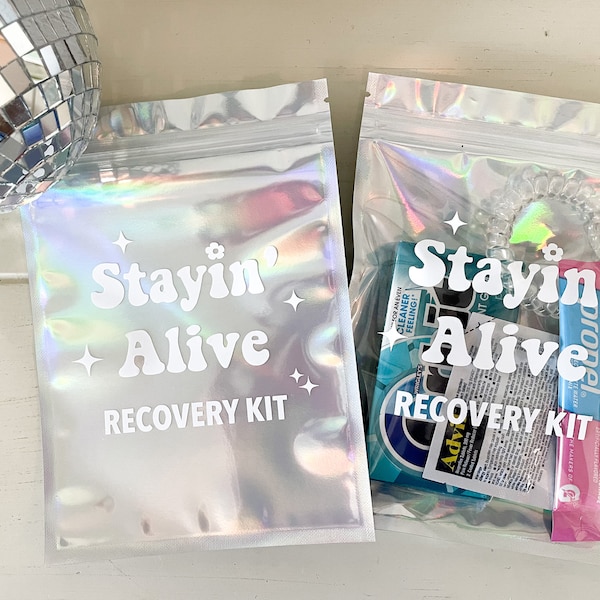 Hangover Kit- BAG ONLY, Staying Alive Hangover Kit, Disco Bachelorette, 70s Party Favor, Disco Recovery Kit, Stayin Alive, Disco Ball