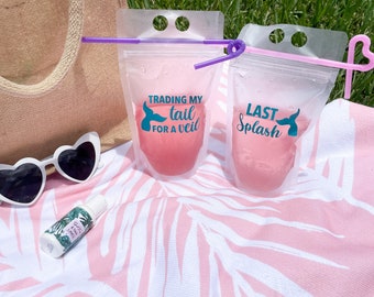 Mermaid Bachelorette, Last Splash Bachelorette Party, Beach Bachelorette, Trading My Tail For A Veil Bride Cup,Adult Capri Sun, Last Splash