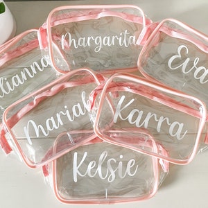 Personalized Makeup Bag, Clear Makeup Bag, Clear Cosmetic Bag, Personalized Gifts, Bridesmaid Gift Idea, Travel Bag,Bachelorette Party Gifts
