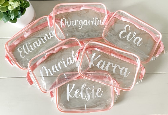 Personalized Makeup Bag Clear Makeup Bag Clear Cosmetic Bag Personalized Gifts Bridesmaid Gift Idea Travel Bag bachelorette Party Gifts Etsy