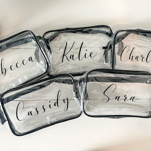 Personalized Makeup Bag, Clear Makeup Bag, Clear Cosmetic Bag, Personalized Gifts, Bridesmaid Gift Idea, Travel Bag,Bachelorette Party Gifts