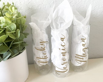 Bridesmaid champagne flutes, personalized champagne glasses, stemless champagne flutes for bridal party, gifts for bridesmaid proposal idea,