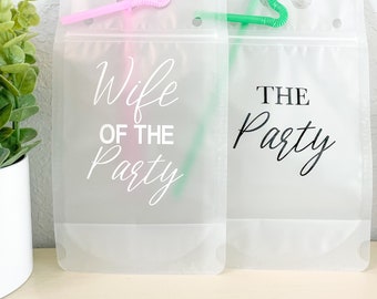 Wife of the Party, The Party, Bachelorette Party Drink Pouch, Bachelorette Party Favor,Adult Capri Sun, Beach Bachelorette Party