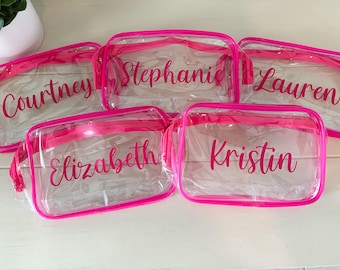 Personalized Makeup Bag, Clear Makeup Bag, Clear Cosmetic Bag, Personalized Gifts, Bridesmaid Gift Idea, Travel Bag,Bachelorette Party Gifts