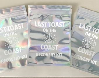 Last Toast on the Coast Bachelorette Favor Recovery Kit Bag coastal bachelorette party hangover kit bag