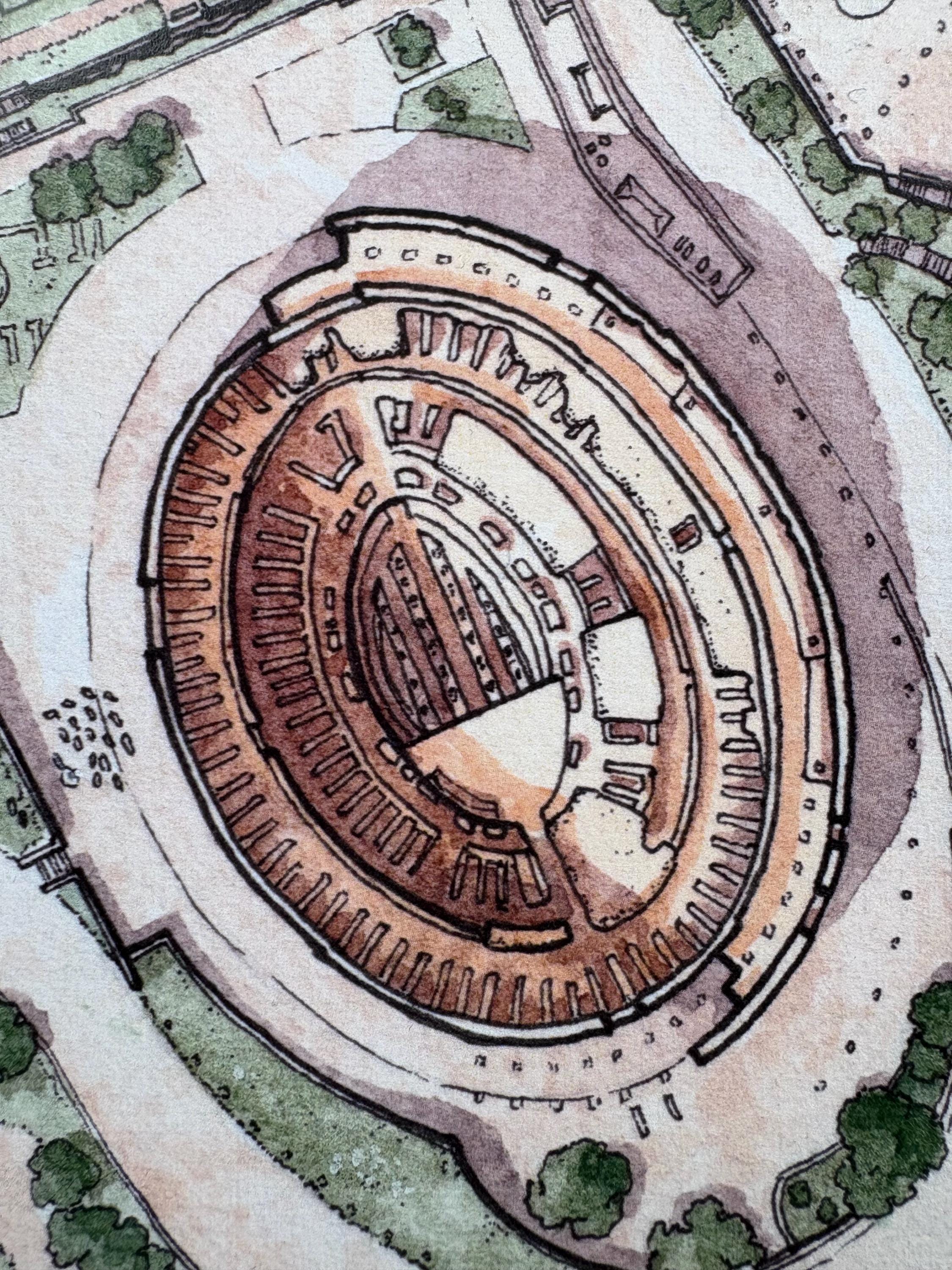 Colosseum, Rome Illustrated Aerial Map Print - Etsy
