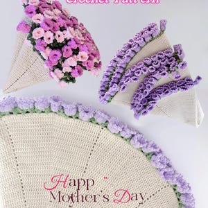 Coperta all'uncinetto con mughetto - Idea regalo per la festa della mamma, modello all'uncinetto per scialle con bouquet di rose