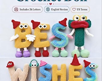Crochet Alphabet Pattern PDF, Cute Letter Crochet Doll A-Z, Amigurumi Letter Pattern, Plush ABC Letters, Name Letters Nursery Decor