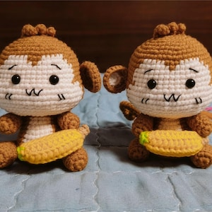 Virkmönster för Amigurumi med banan och apa – Amerikanska termer (PDF-mönster)