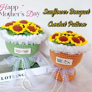Handmade Sunflower Bouquet crochet pattern- Gift for Valentine&#39;s, Birthday, Mother&#39;s Day ,wedding decoration, bridal bouquet
