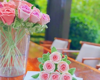 Crochet Rose Bouquet Pattern | Realistic Pink Flowers (PDF Pattern)