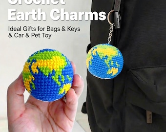 Crochet Earth Keychain Bag Charm Pattern, Project Hail Mary Inspired, Plush Keychain, Pet toy
