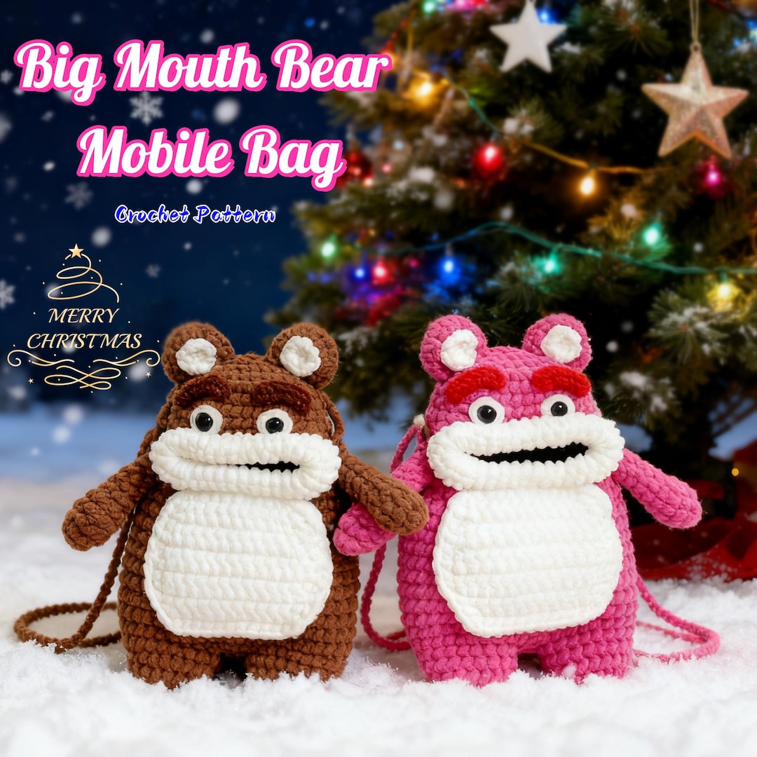 Crochet Big Mouth Bear Phone Bag Pattern, Kids & Adult (PDF) - Etsy