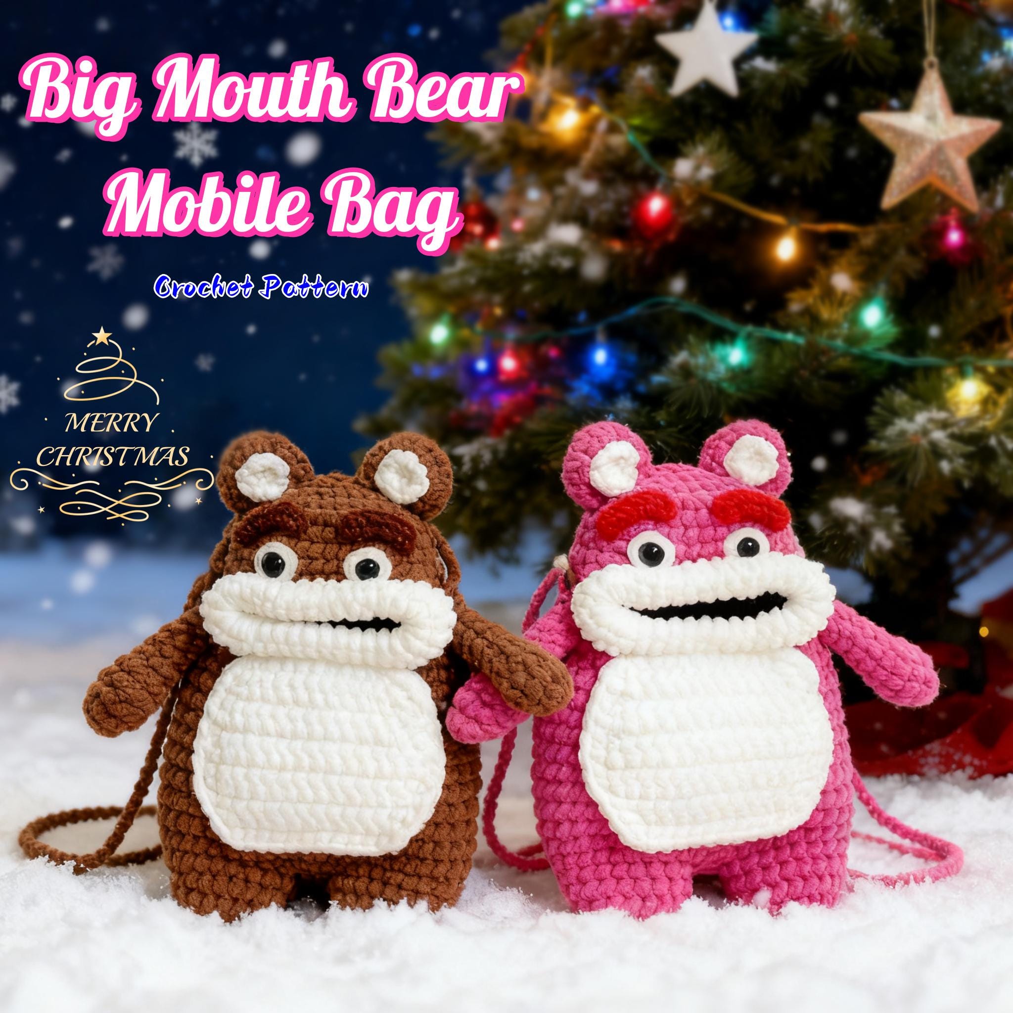 【ORSETTO】 MORBIDO-P 別注パイソンミニBagくすだま Crochet Big Mouth Bear Phone Bag Pattern, Kids & Adult (PDF) - Etsy