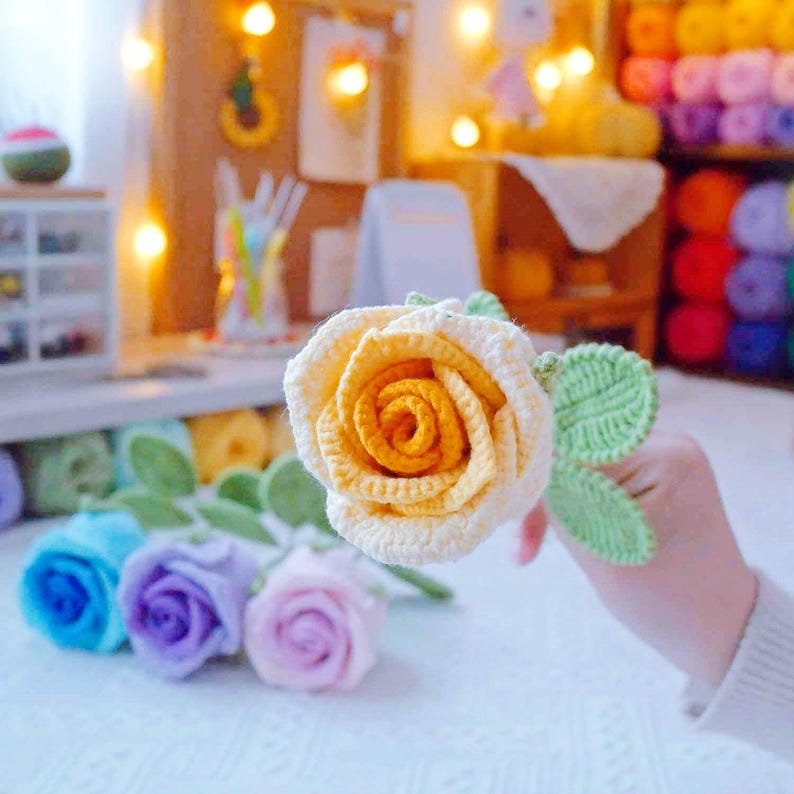 Diy Gradient Roses Gradient Rose Crochet Pattern PDF | Wineglass Style Flower | 3D Floral ...