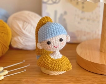 Crochet Pattern: Adorable Girl With Pearl Earrings - Instant
