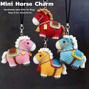 Chubby horse crochet pattern Mini pony gift for Bag Key Car Hanging Pendant Decor