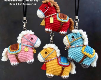 Chubby horse crochet pattern Mini pony gift for Bag Key Car Hanging Pendant Decor