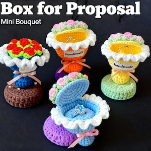 Mönster för virkade frieri-ringsaskar | Minirosbukett (PDF-mönster)