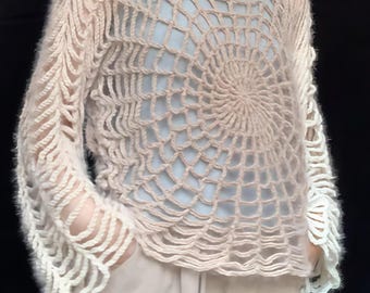 Crochet Spiderweb Top Pattern PDF, Halloween Sweater, Gothic Crochet Clothing, Witchy Festival Cover Up Pattern