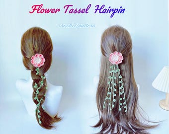 Crochet Flower Hairpin-Muster Boho Blumen Haarspange DIY (PDF-Muster)