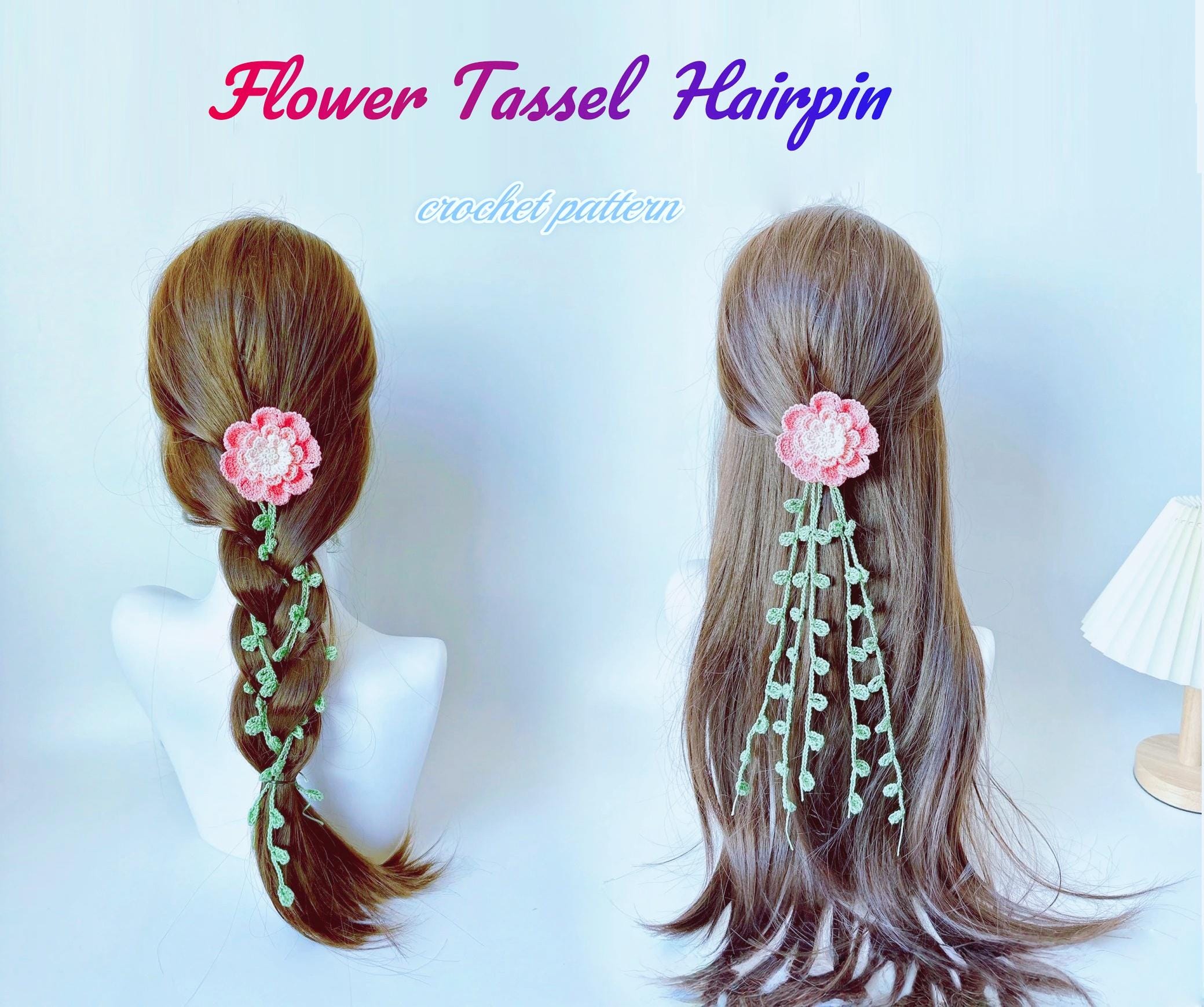 36 Crochet Hair Clips with Sunflowers, Bows, Flowers, and Fruit 6 Crochet Flower Hairpin Pattern Boho Floral Hair Clip DIY