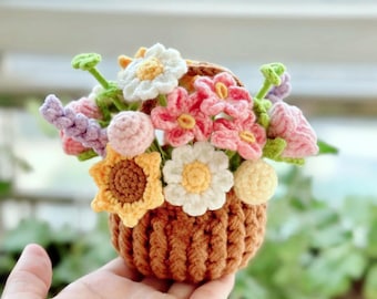 Adorable Mini Flower Basket Crochet Pattern for Car Decor
