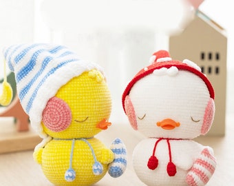 Crochet Duck 4-in-1 Pattern – Shinny and Sleepy Nursery Decor (PDF Pattern)