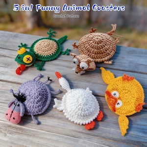 5-in-1 Bouncy Stress-Relief Fun Animal Coasters Upside Down Squirrel Frog Duck Swan Donkey