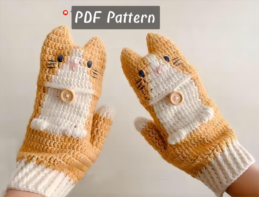 How to Crochet Flip Top Gloves Cat Flip Top Gloves Crochet Pattern Etsy