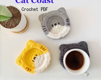 Amigurumi Crochet Cat Coaster Pattern – US Terms (PDF Pattern)