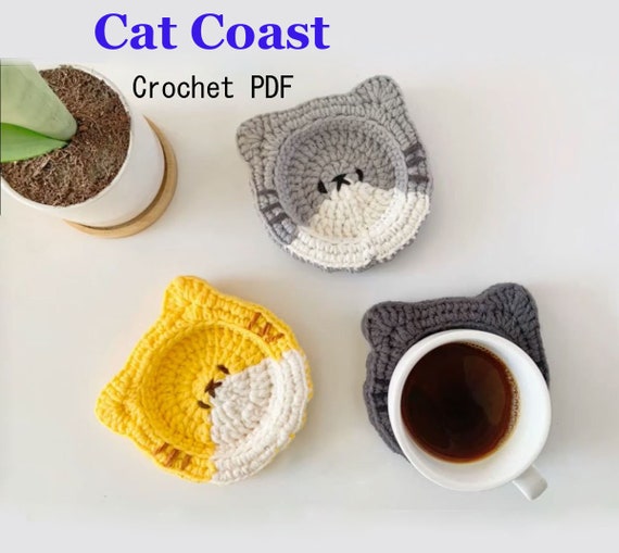4 Sottobicchieri A Forma Di Gatto All'Uncinetto: Simpatici E Anticaldo Per Tazze Da Caffè E Tè, Regalo Perfetto Per Amanti Dei Gatti