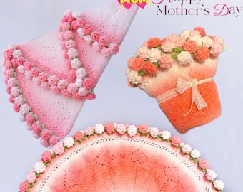 Openwork Heart Bouquet Blanket Crochet Pattern — Mother's Day Love Throw | A Romantic Gift for Her DIY Lace Motif Design