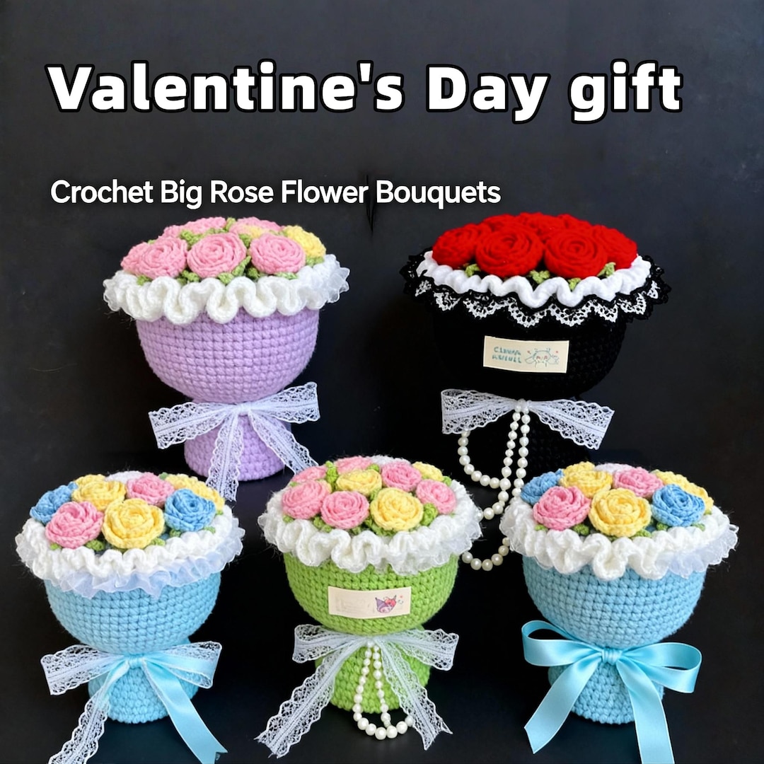 Crochet Rose Bouquet Pattern – DIY Large Floral Valentine’s Day Gift ...