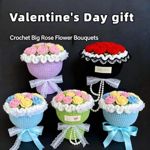 Crochet Rose Bouquet Pattern – DIY Large Floral Mother’s Day Gift Wedding bouquets