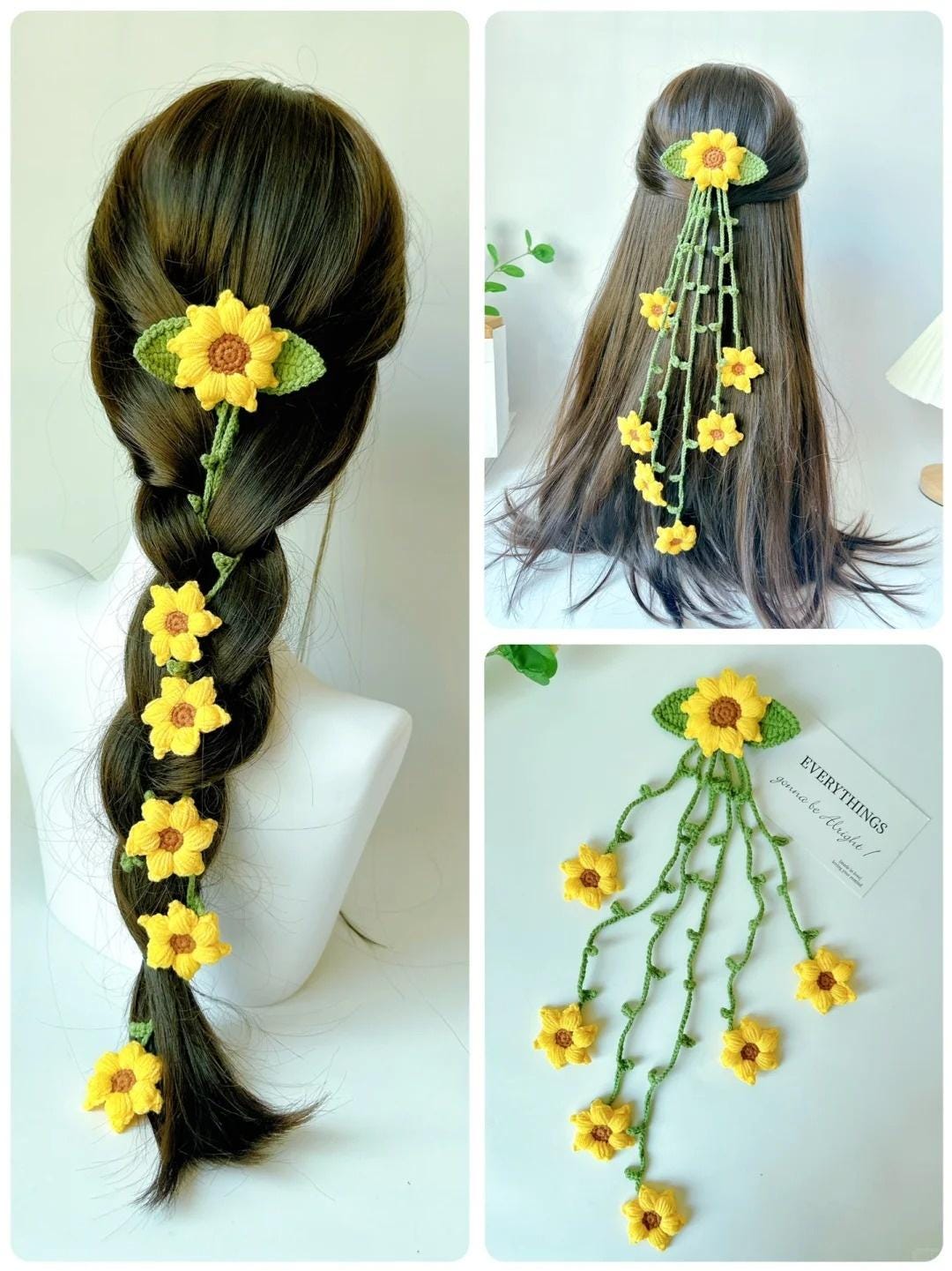 Sunflower Fairy Hair Clip Crochet Pattern PDF | Floral Hair  display picture 2