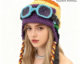 Crochet Cool Aviator Hat Pattern | Winter Earflap Hat | Unisex Adult & Kids Sizes