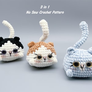 Crochet Mini Cat Loaf Tutorial: 3-in-1 Cat Bun Amigurumi Pattern Bundle