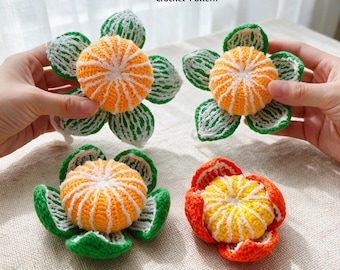 Peelable Orange Crochet Pattern | 2 in 1 Realistic Tangerine Pretend‑Play Amigurumi | Flower‑Shaped Peel Kids Fruit Toy Christmas Gift PDF