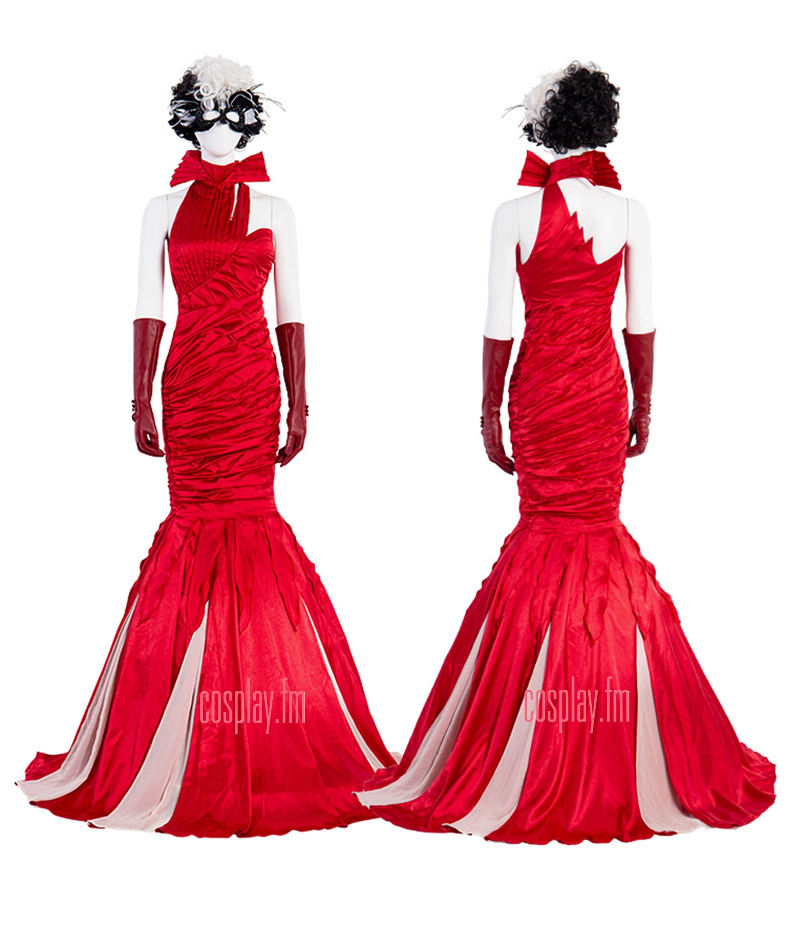 Women's Cruella Red Dress Outfits Halloween Carnival Suit Etsy