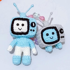 Modèle au crochet fait main pour poupée TV Amigurumi - Kit de jouets à faire soi-même