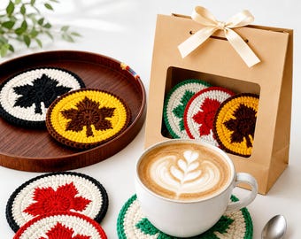 Textured Maple Leaf Coaster Crochet Pattern Autumn Fall Table Decor | Easy Leaf Thanksgiving Decor | Mother's Day Gift